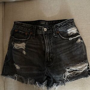 Abercrombie & Fitch Black Washed Distressed Jean Shorts